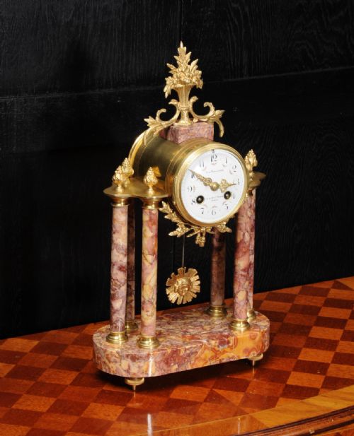 fig 2. Antique French Ormolu and Specimen Marble Portico Clock