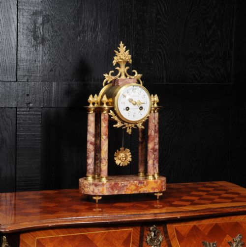 fig 4. Antique French Ormolu and Specimen Marble Portico Clock