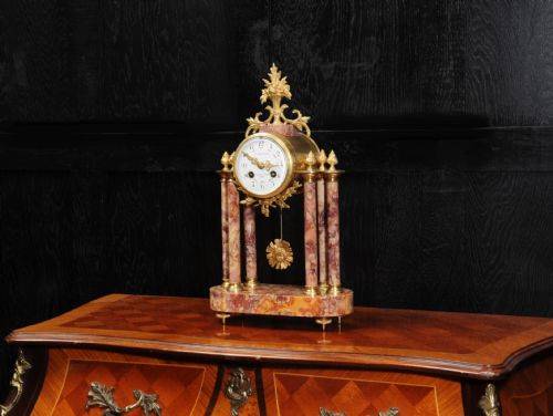 fig 5. Antique French Ormolu and Specimen Marble Portico Clock