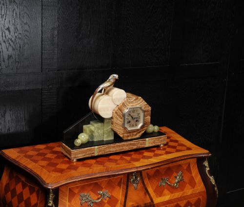 fig 3. Art Deco French Clock - Onyx and Bronze by F. H. Danvin (sculptor)