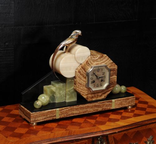 fig 4. Art Deco French Clock - Onyx and Bronze by F. H. Danvin (sculptor)