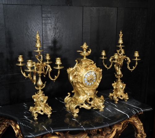 fig 2. Japy Freres Huge Rococo Gilt Bronze Clock Set