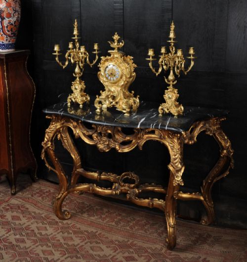 fig 3. Japy Freres Huge Rococo Gilt Bronze Clock Set