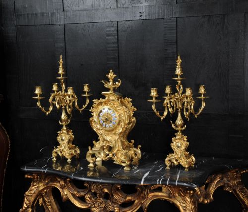 fig 4. Japy Freres Huge Rococo Gilt Bronze Clock Set