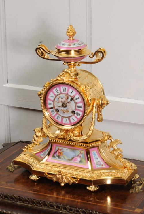 Japy Freres Ormolu and Sevres Porcelain Boudoir Clock