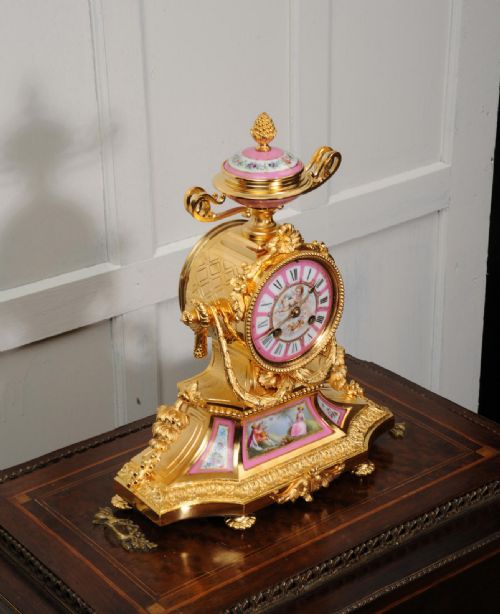 fig 1. Japy Freres Ormolu and Sevres Porcelain Boudoir Clock