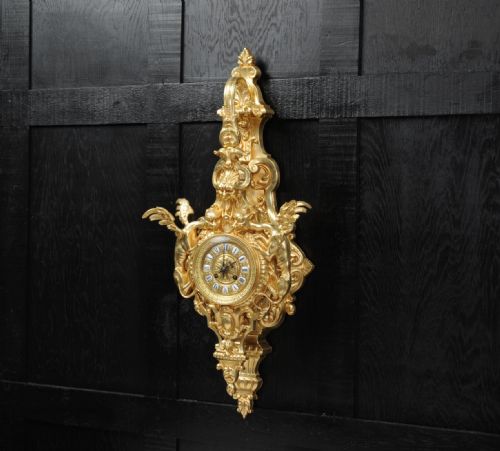 fig 2. Hounds Of The Devil - Gothic Gilt Bronze Cartel Wall Clock