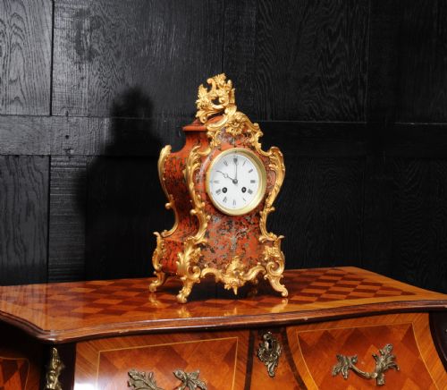 fig 3. Antique French Rococo Red Lacquer and Gilt Clock