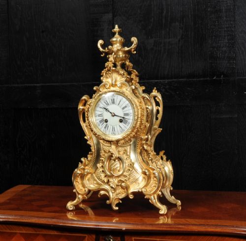 fig 2. Antique French Rococo Gilt Bronze Clock by A. D. Mougin