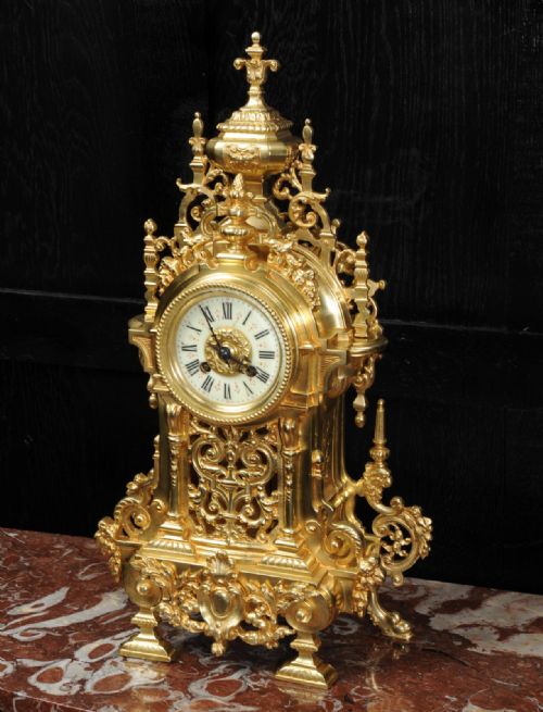 fig 2. Large Antique French Baroque Gilt Bronze Clock by A.D. Mougin