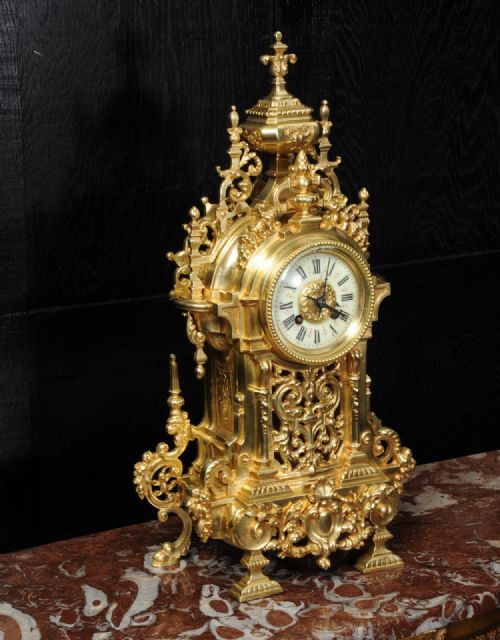 fig 3. Large Antique French Baroque Gilt Bronze Clock by A.D. Mougin