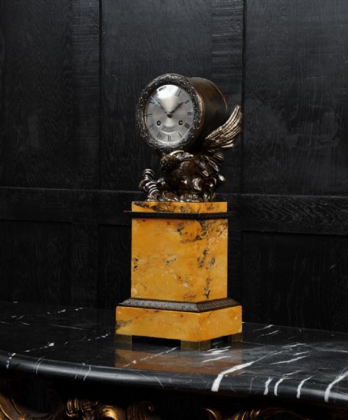 fig 1. Early Bronze and Sienna Marble Eagle Drumhead Clock by Lepaute
