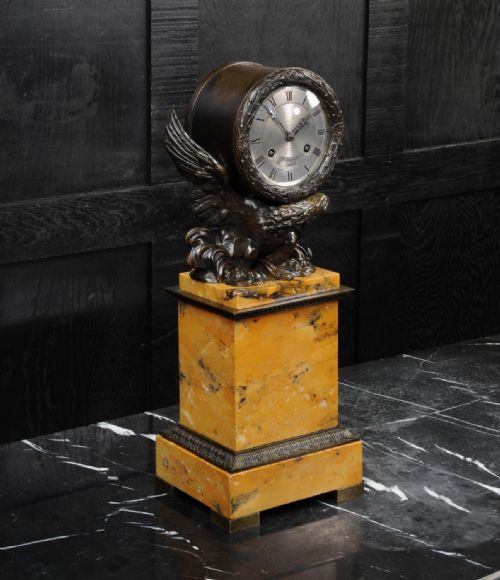 fig 2. Early Bronze and Sienna Marble Eagle Drumhead Clock by Lepaute