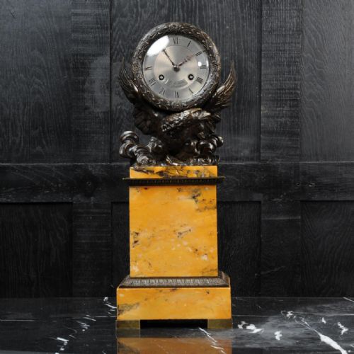 fig 3. Early Bronze and Sienna Marble Eagle Drumhead Clock by Lepaute