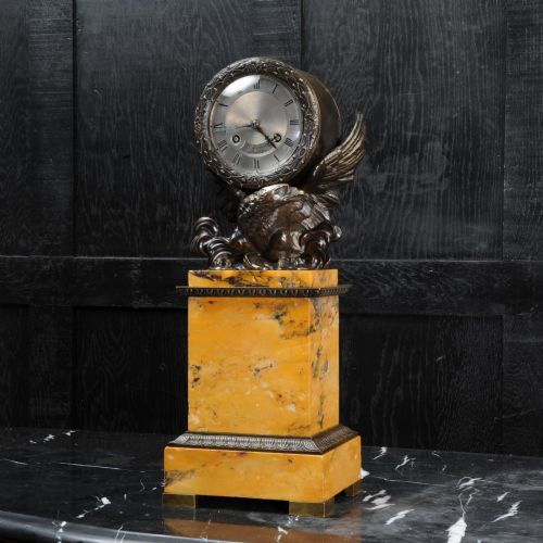 fig 4. Early Bronze and Sienna Marble Eagle Drumhead Clock by Lepaute