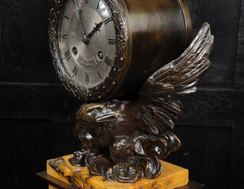 fig 5. Early Bronze and Sienna Marble Eagle Drumhead Clock by Lepaute