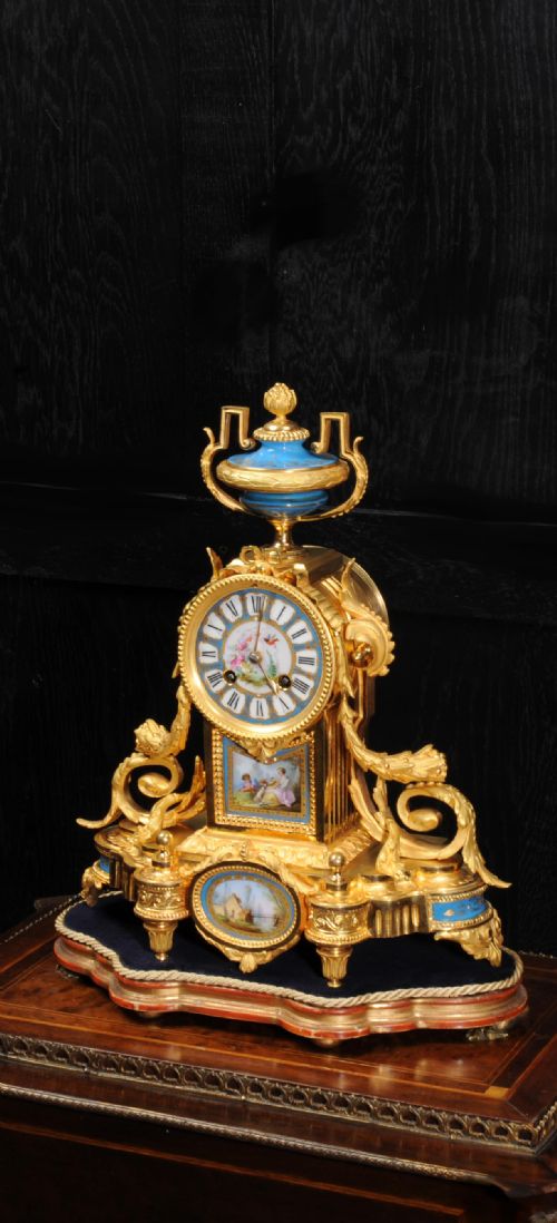 Japy Freres Ormolu and Sevres Porcelain Antique French Clock