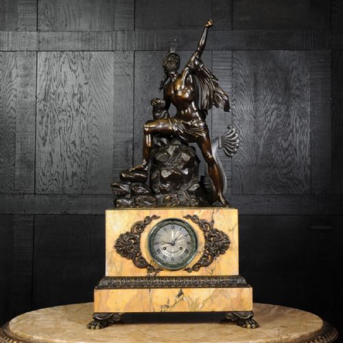 fig 2. Huge and Early Bronze and Sienna Marble Clock - Agamemnon, Greek Hero of the Trojan War by Honoré Pons