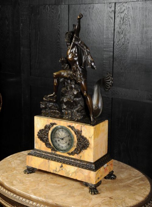 fig 3. Huge and Early Bronze and Sienna Marble Clock - Agamemnon, Greek Hero of the Trojan War by Honoré Pons