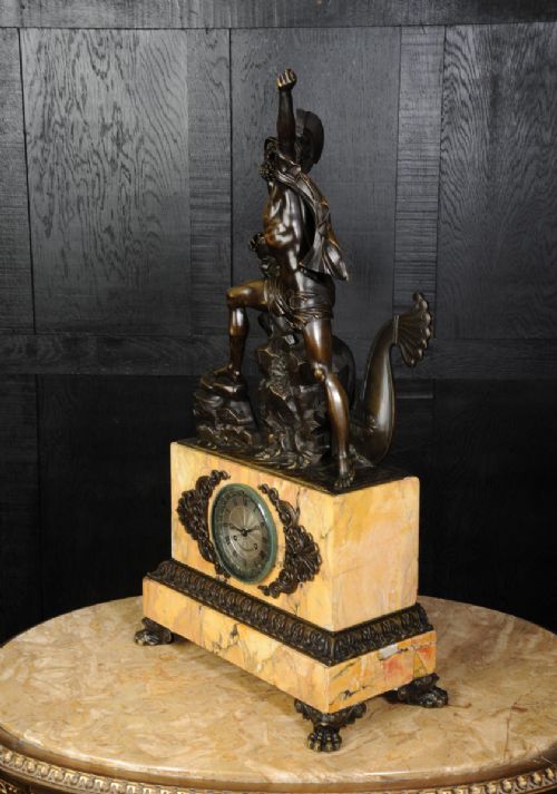 fig 4. Huge and Early Bronze and Sienna Marble Clock - Agamemnon, Greek Hero of the Trojan War by Honoré Pons