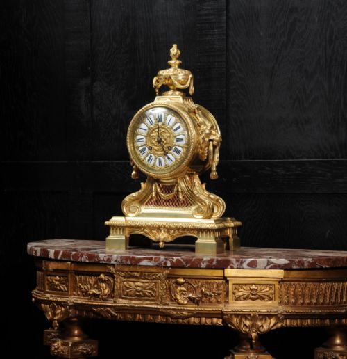 fig 1. Large Antique French Gilt Bronze Drum Head Clock by Louis Japy