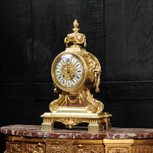fig 3. Large Antique French Gilt Bronze Drum Head Clock by Louis Japy