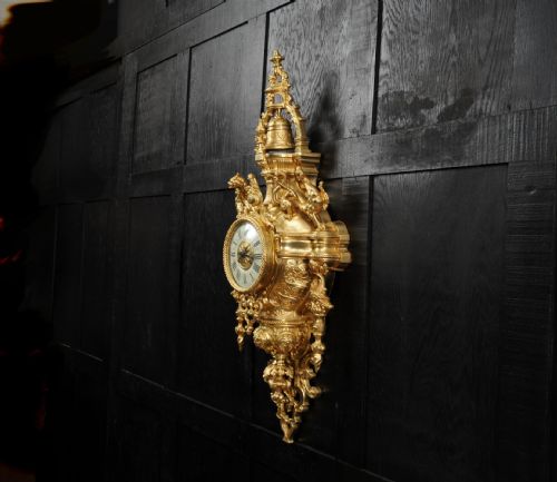 fig 4. Huge Antique French Bronze Cartel Wall Clock ~ Dragons