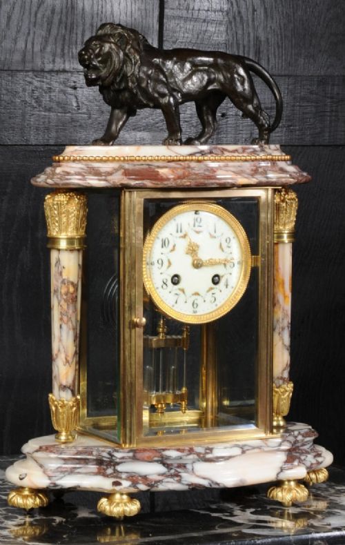 Japy Freres Four Glass Regulator Clock ~ Lion