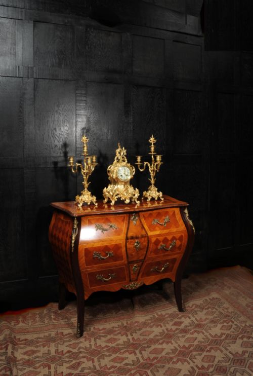 fig 5. Antique French Rococo Gilt Bronze Clock Set by Verger Freres of Paris
