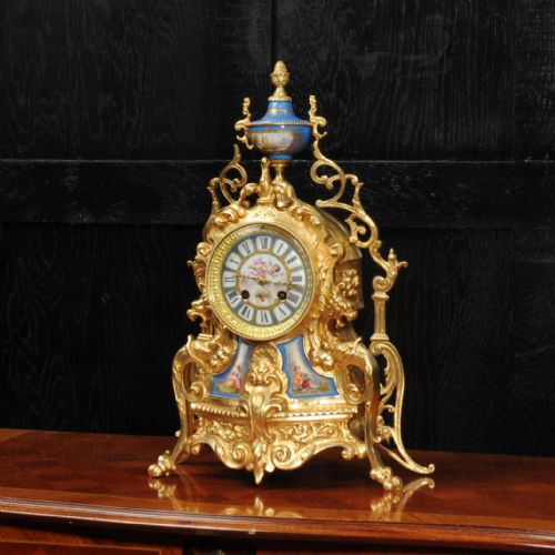 fig 1. Sevres Porcelain and Gilt Bronze Antique French Clock by Vincenti
