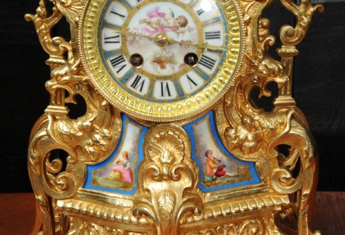 fig 4. Sevres Porcelain and Gilt Bronze Antique French Clock by Vincenti