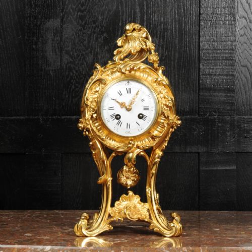 fig 2. Superb Rococo Antique French Ormolu Clock with Visible Pendulum by Emile Colin, Paris