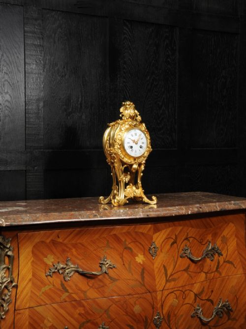fig 3. Superb Rococo Antique French Ormolu Clock with Visible Pendulum by Emile Colin, Paris