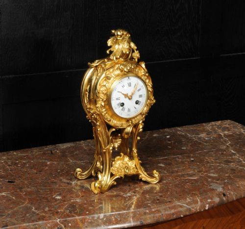 fig 4. Superb Rococo Antique French Ormolu Clock with Visible Pendulum by Emile Colin, Paris