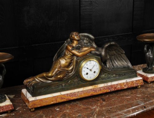 fig 4. Art Deco French Clock Set - Leda and the Swan by Pierre Sega