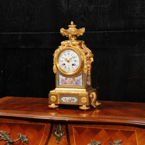fig 1. Early Ormolu and Sevres Porcelain Antique French Clock by Lepine Paris