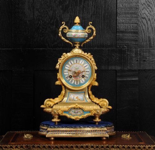 fig 1. Japy Freres Ormolu and Sevres Porcelain Antique French Clock