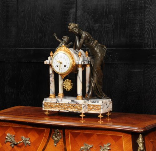 fig 2. Antique French Portico Clock ~ Venus and Amor