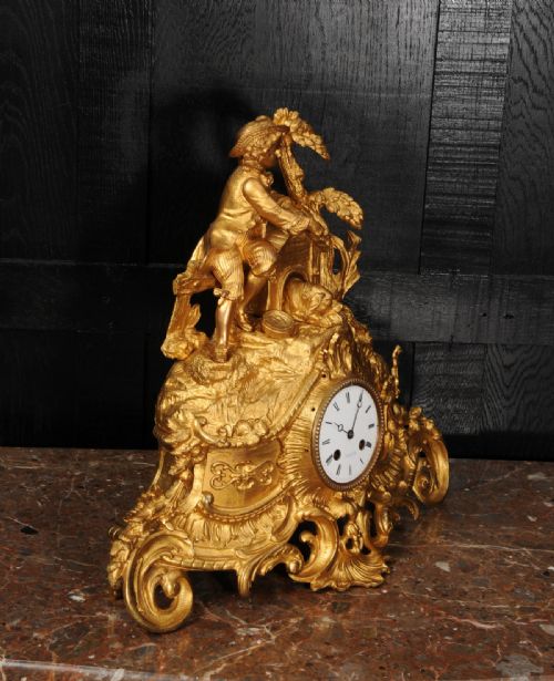 fig 3. Early Gilt Bronze Antique French Clock Dog and Master