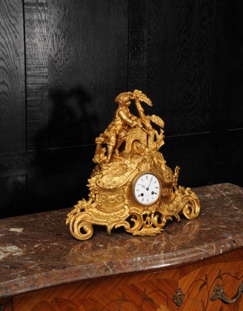 fig 4. Early Gilt Bronze Antique French Clock Dog and Master