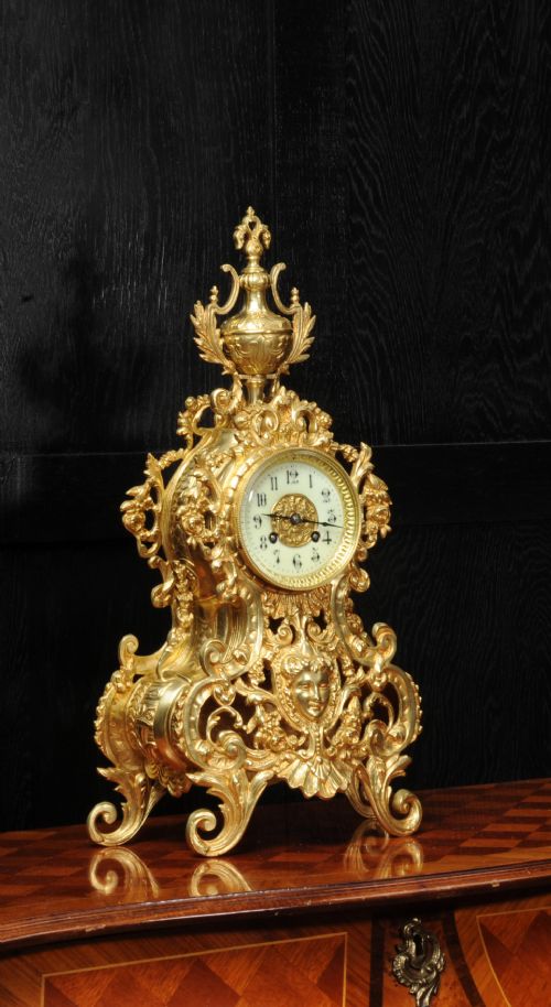Japy Freres Large Baroque Gilt Bronze Antique French Clock