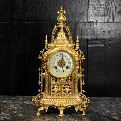 fig 1. Antique Gilt Bronze Gothic Clock