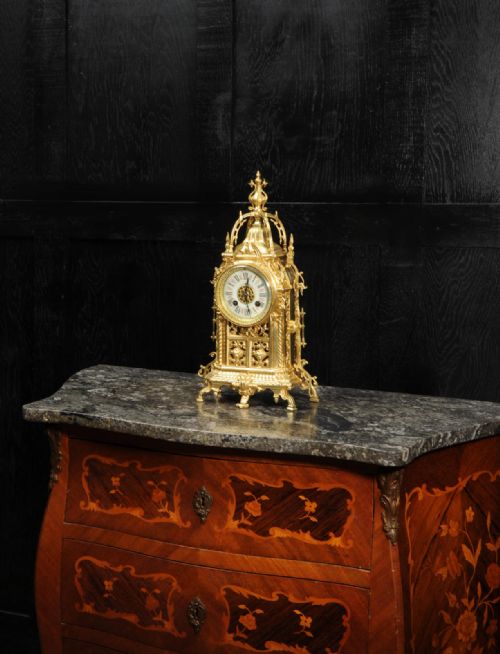 fig 2. Antique Gilt Bronze Gothic Clock