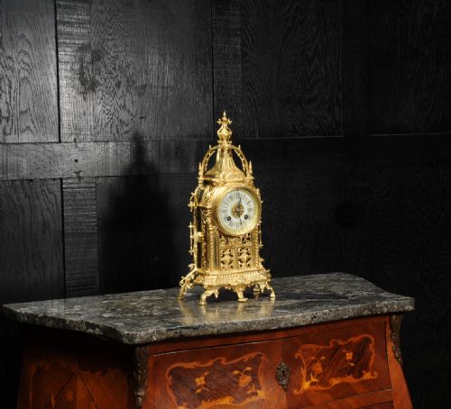 fig 4. Antique Gilt Bronze Gothic Clock