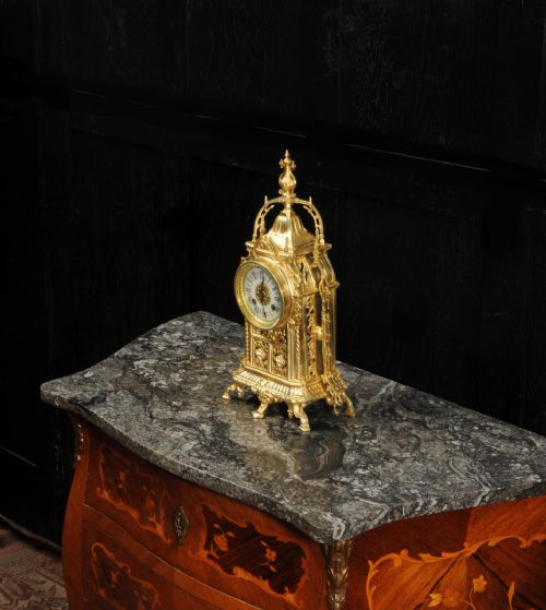 fig 5. Antique Gilt Bronze Gothic Clock