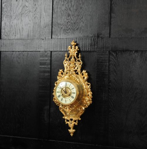 fig 1. Japy Freres Antique French Gilt Bronze Baroque Cartel Wall Clock