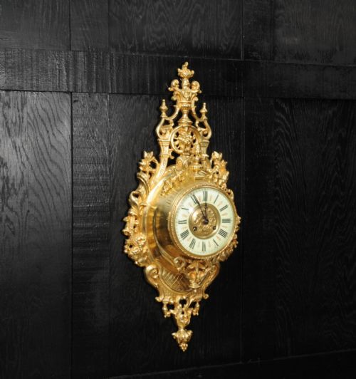 fig 2. Japy Freres Antique French Gilt Bronze Baroque Cartel Wall Clock