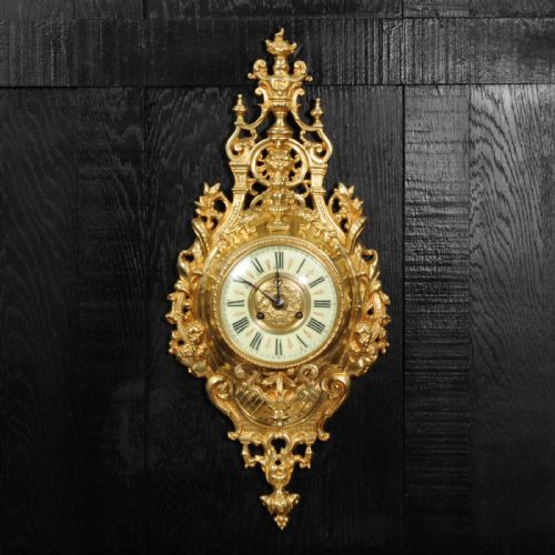 fig 3. Japy Freres Antique French Gilt Bronze Baroque Cartel Wall Clock