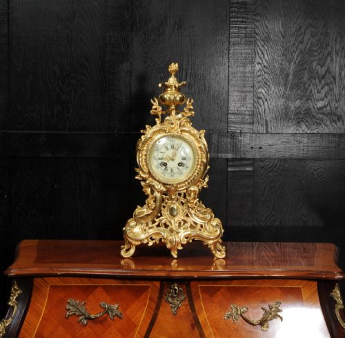 fig 1. Large Antique French Gilt Bronze Rococo Clock