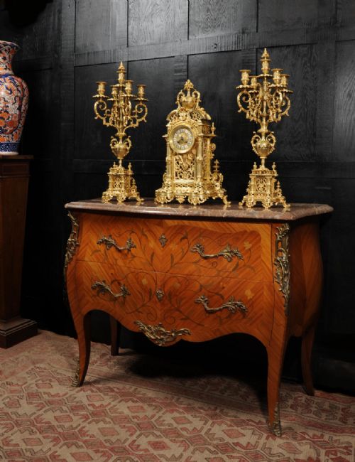 fig 4. Huge Antique Baroque Gilt Bronze Clock Set